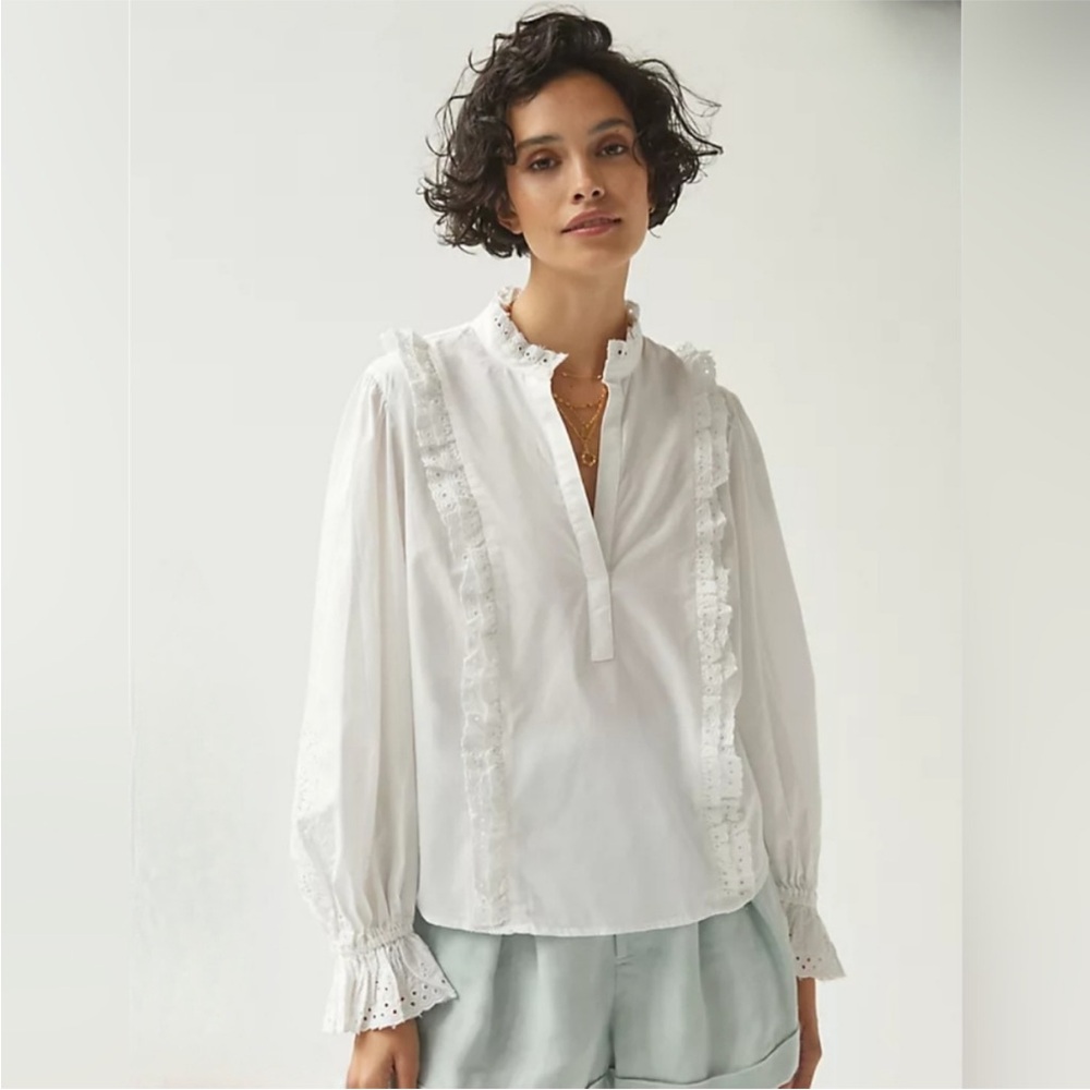 Maeve Ruffled Eyelet Blouse 100% Cotton